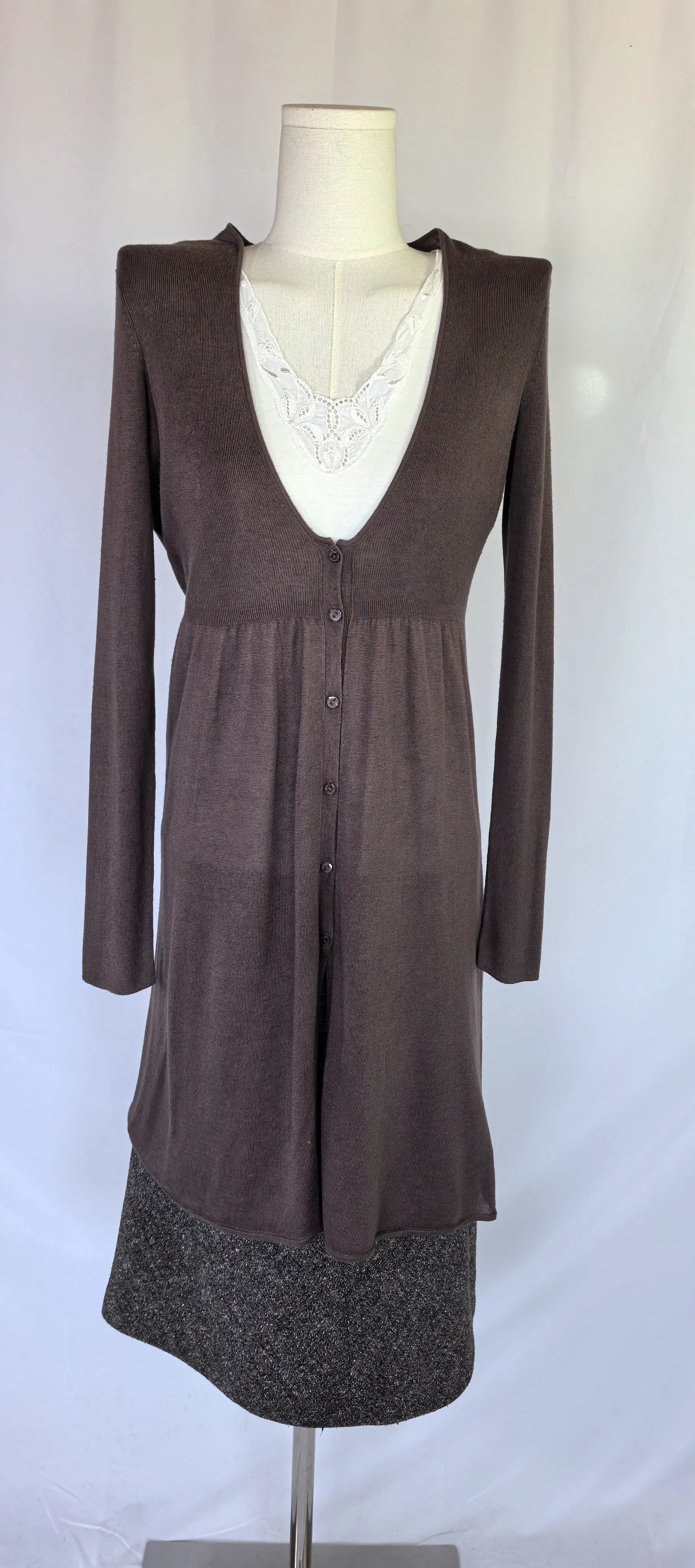 Cardigan lung din matase tricotata