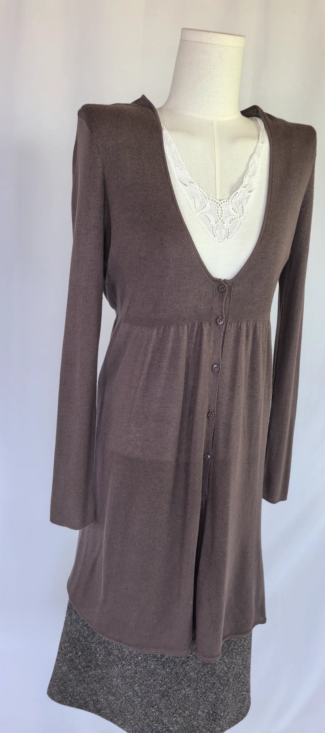 Cardigan lung din matase tricotata