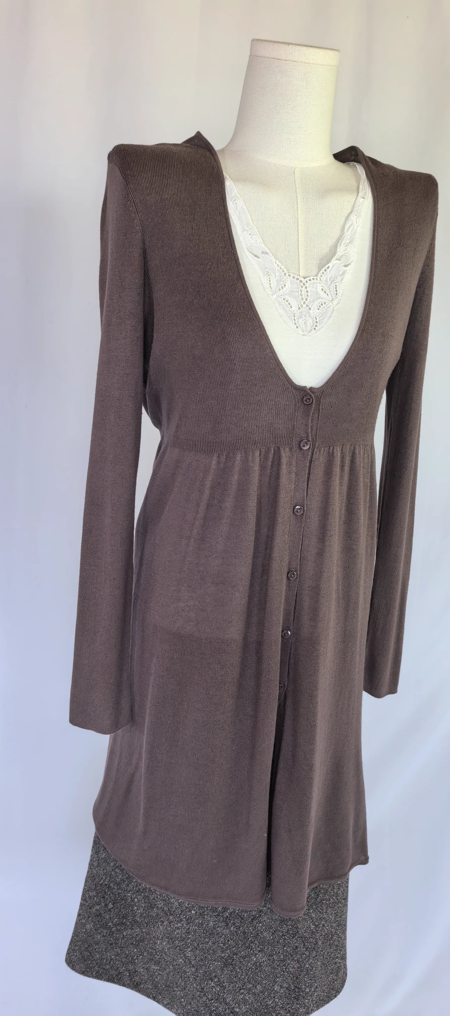 Cardigan lung din matase tricotata