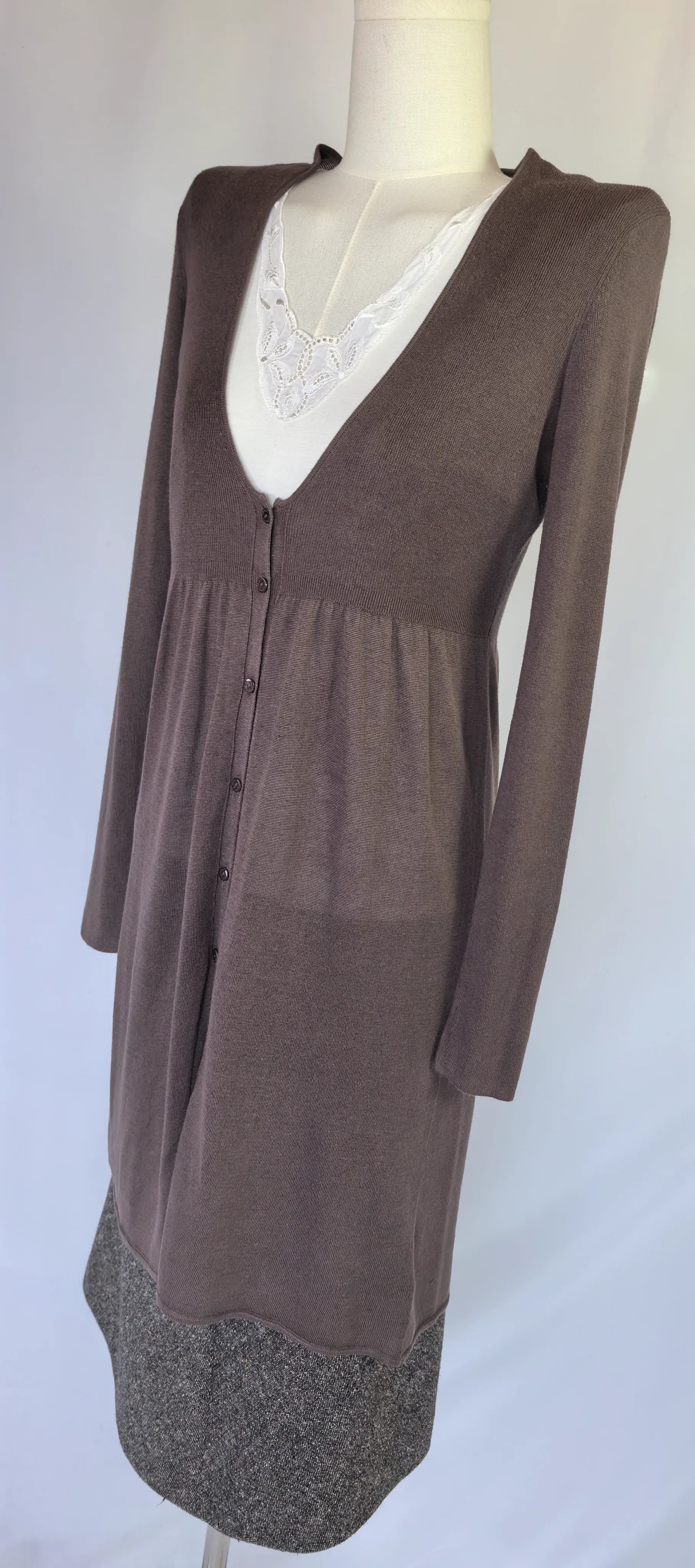 Cardigan lung din matase tricotata