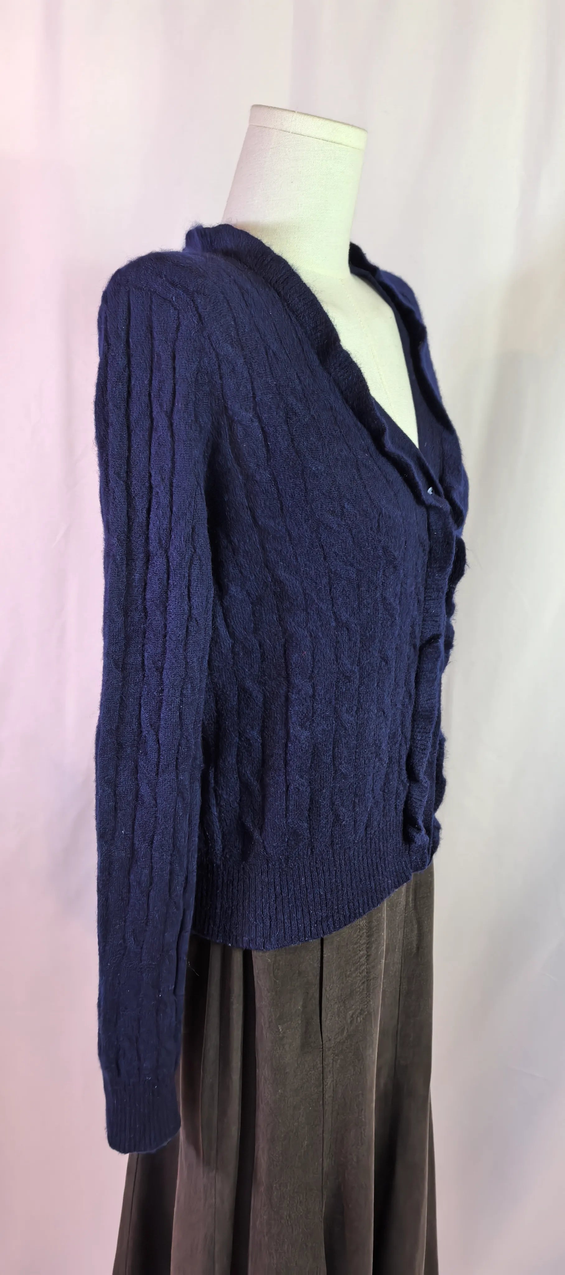 Pulover din casmir cu torsade si volane  - Aqua