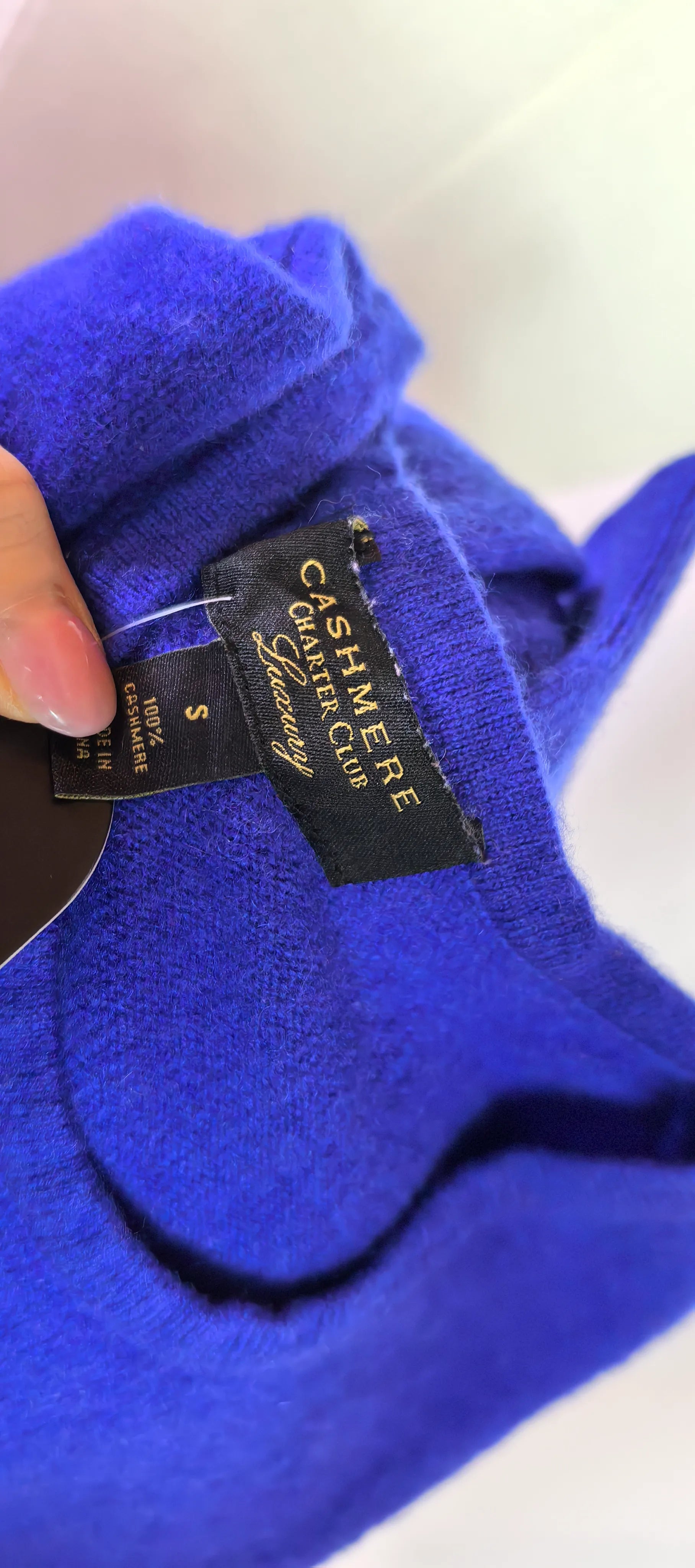 Pulover albastru roial din casmir - Charter Club