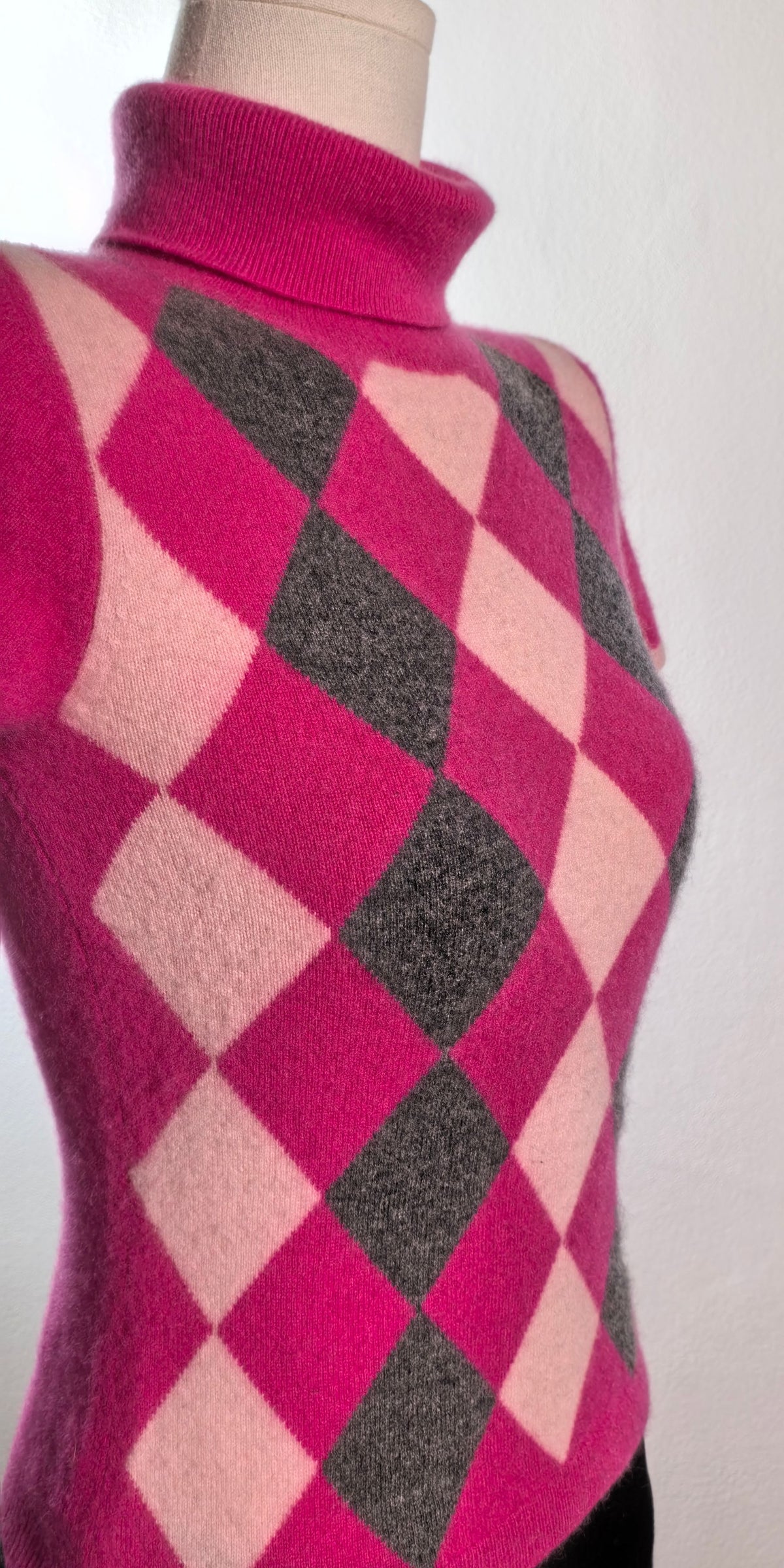 Bluza din casmir fara maneci - Rosa
