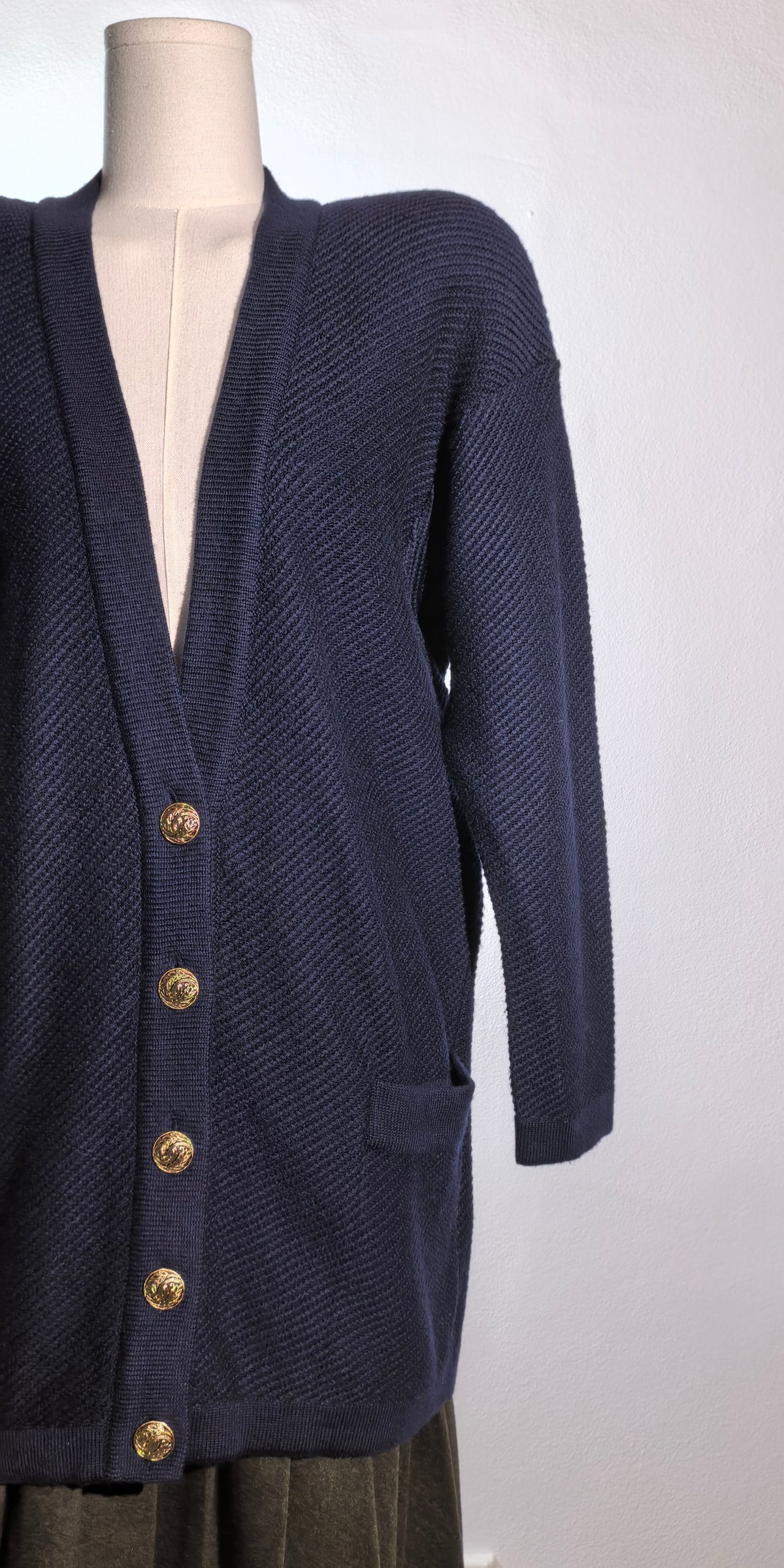 Cardigan amplu din merino extra fin - Blue Berry