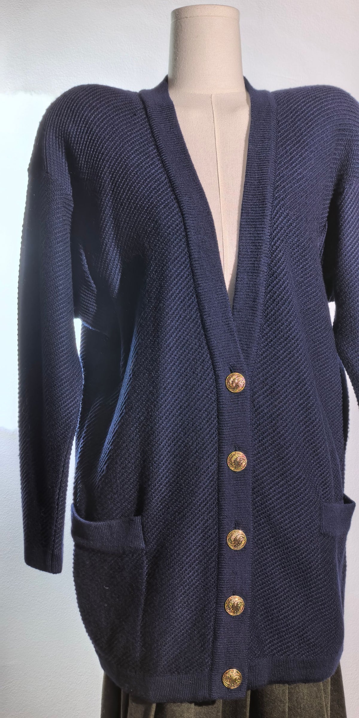 Cardigan amplu din merino extra fin - Blue Berry