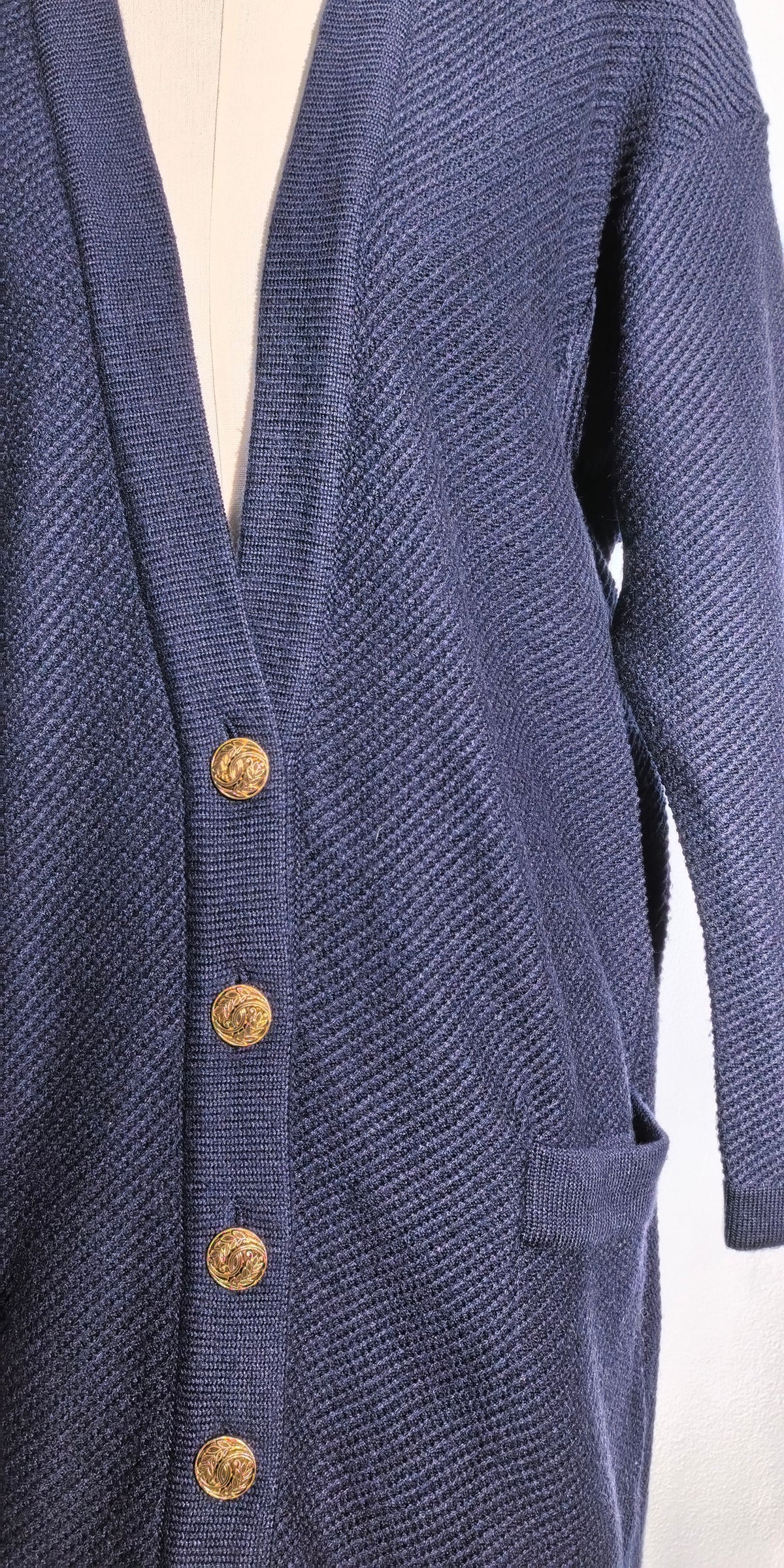 Cardigan amplu din merino extra fin - Blue Berry