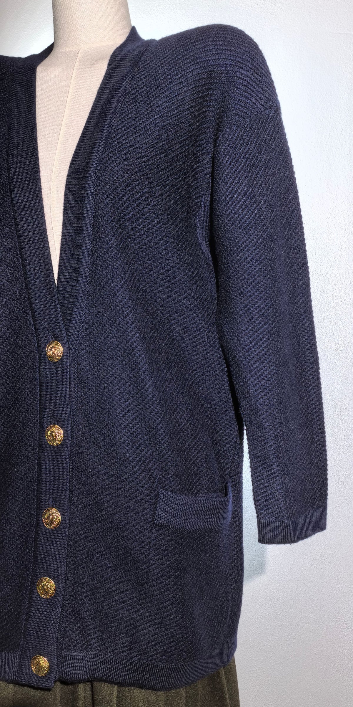 Cardigan amplu din merino extra fin - Blue Berry