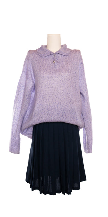Pulover handmade polo din blend lana si mohair
