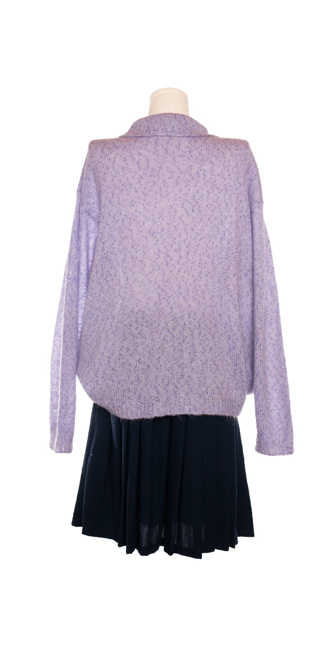 Pulover handmade polo din blend lana si mohair