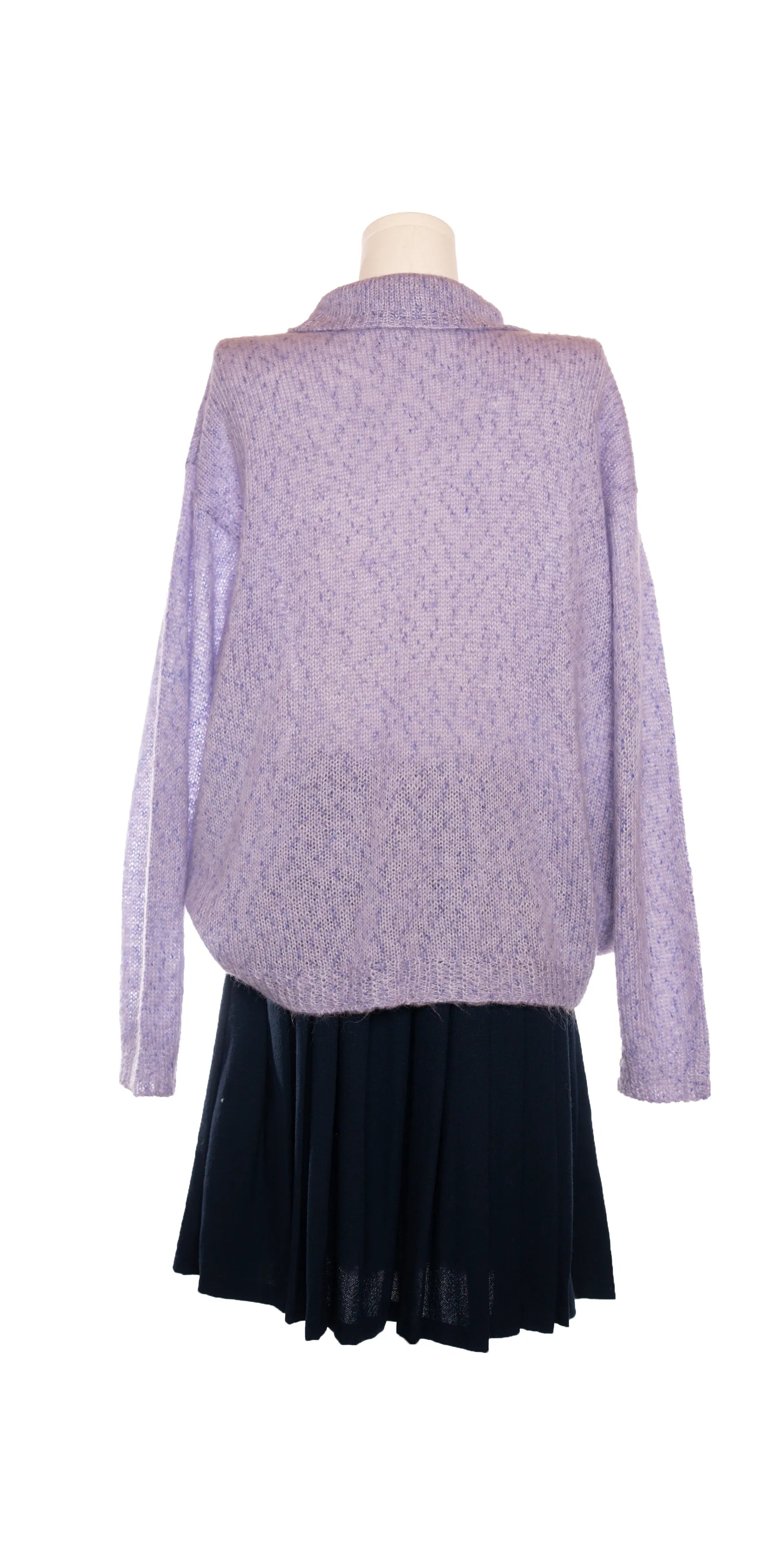 Pulover handmade polo din blend lana si mohair