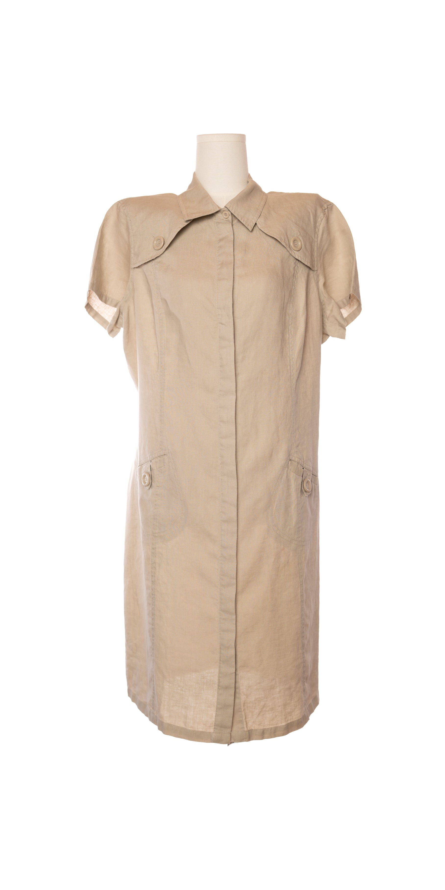 Rochie din in cu nasturi functionali - Biaggini