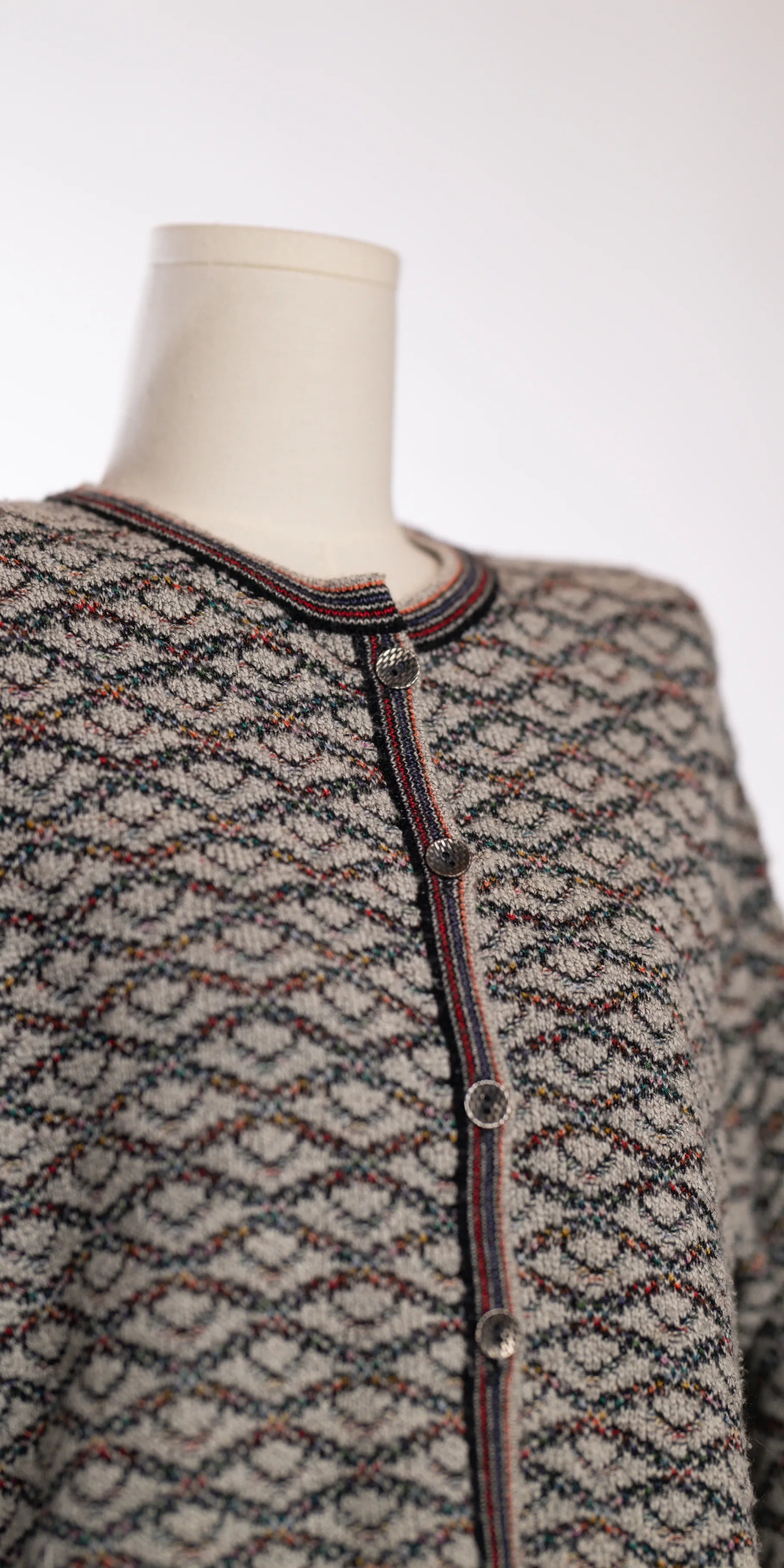 Cardigan multicolor din blend de lana