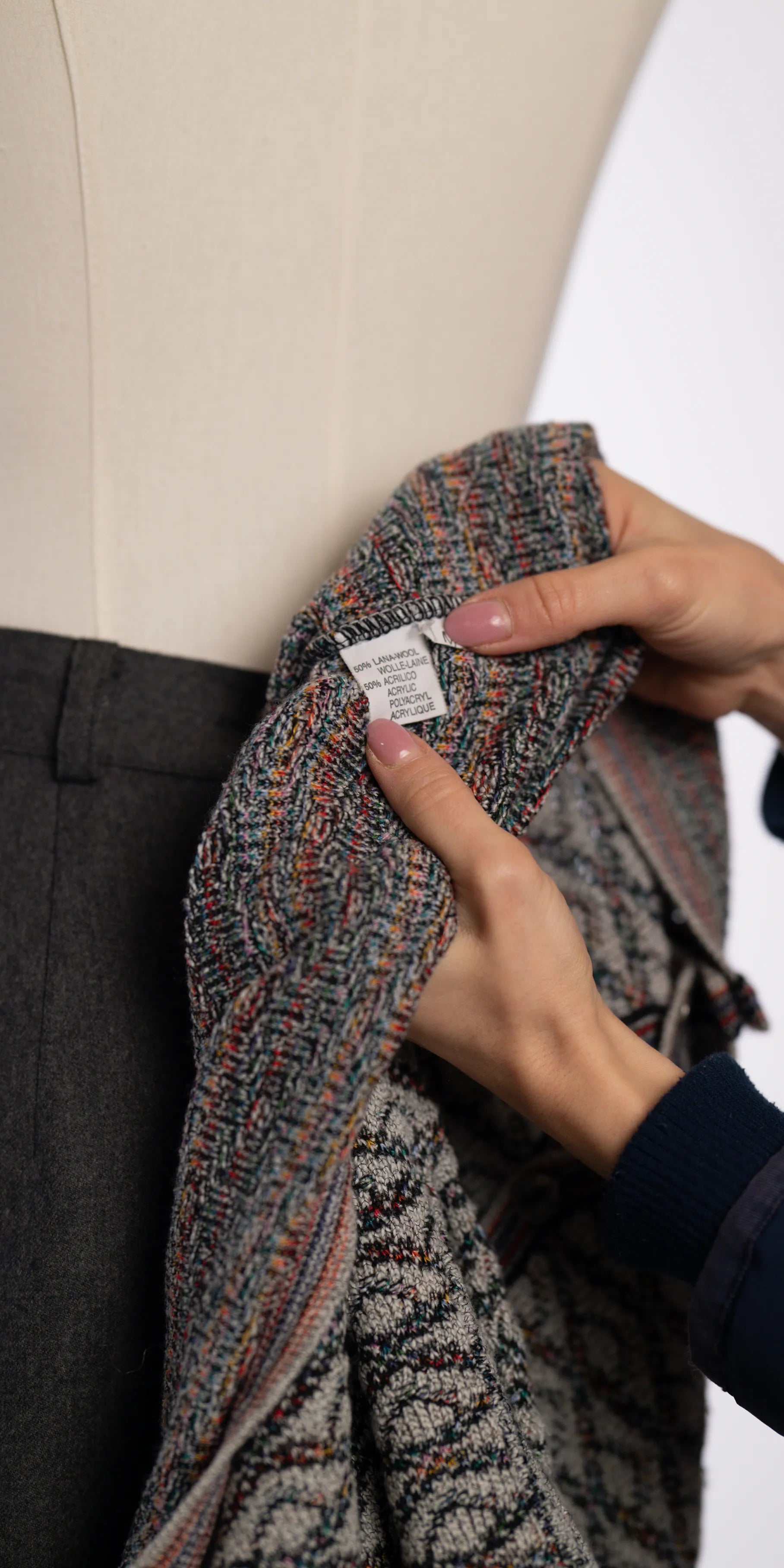 Cardigan multicolor din blend de lana