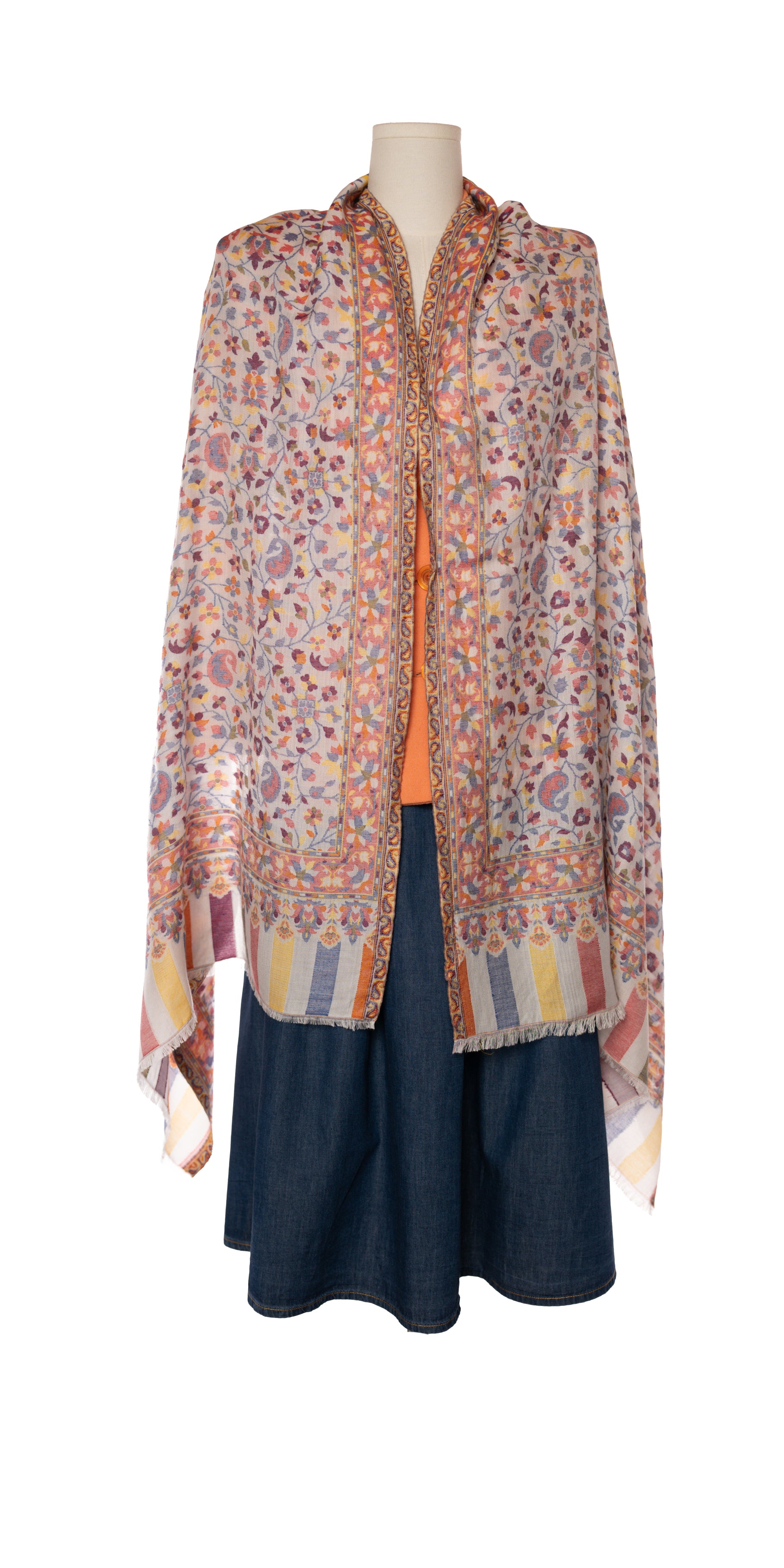 Esarfa ampla cu imprimeu multicolor