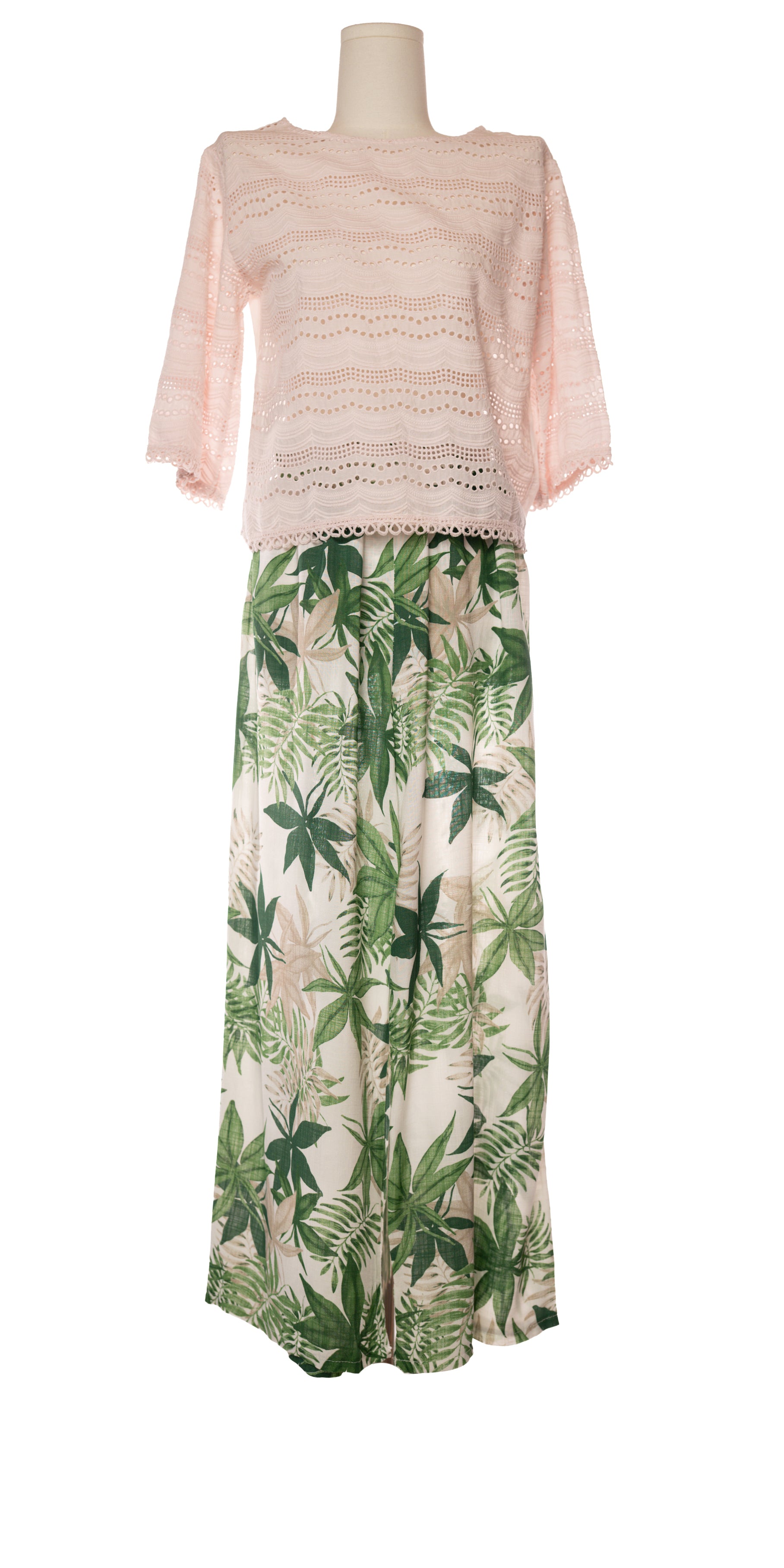Pantaloni fluizi cu imprimeu exotic