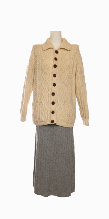 Cardigan lung din lana cu nasturi