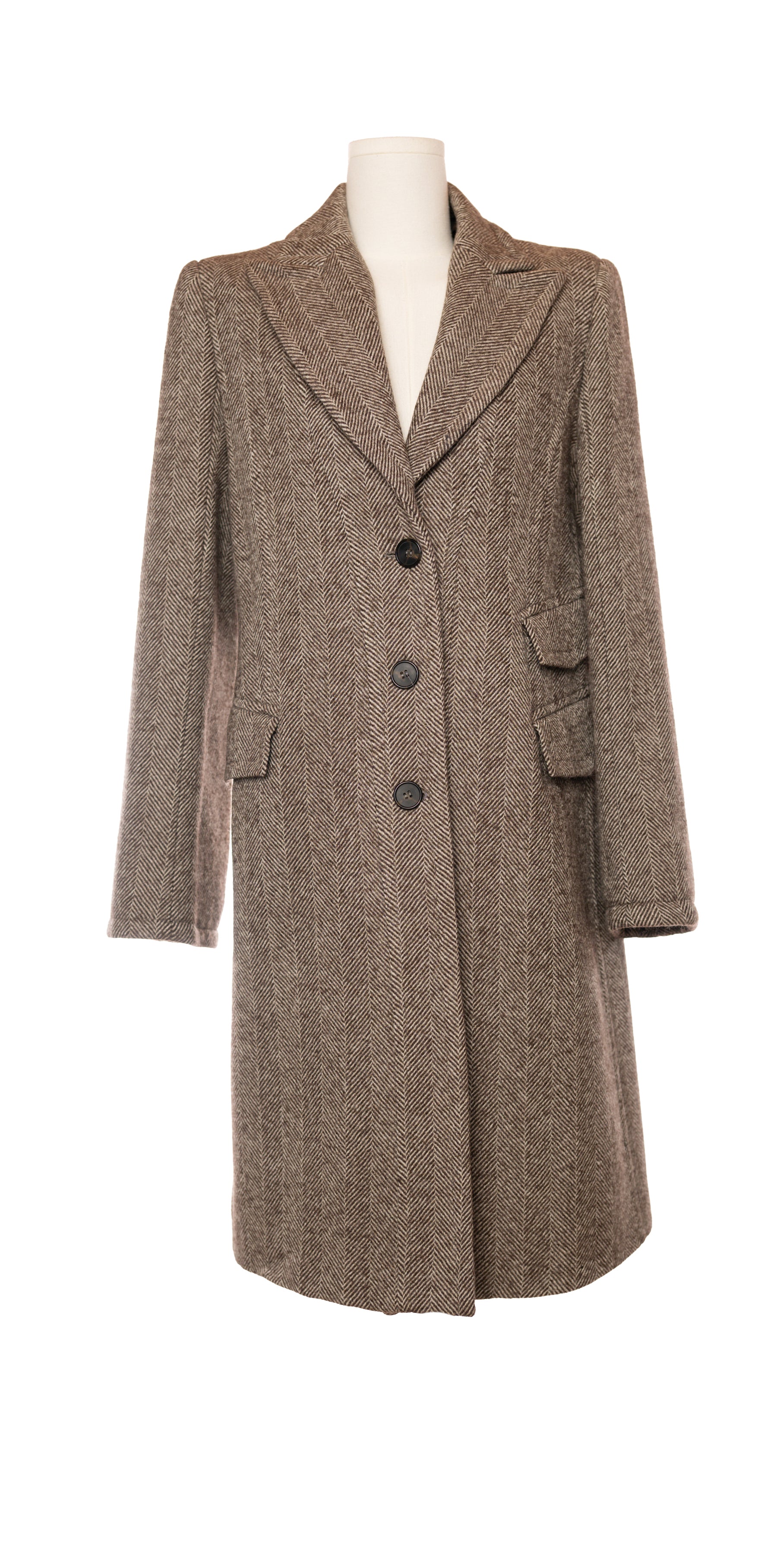 Palton herringbone din blend lana