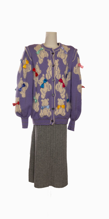 Cardigan din lana cu imprimeu "Bear"