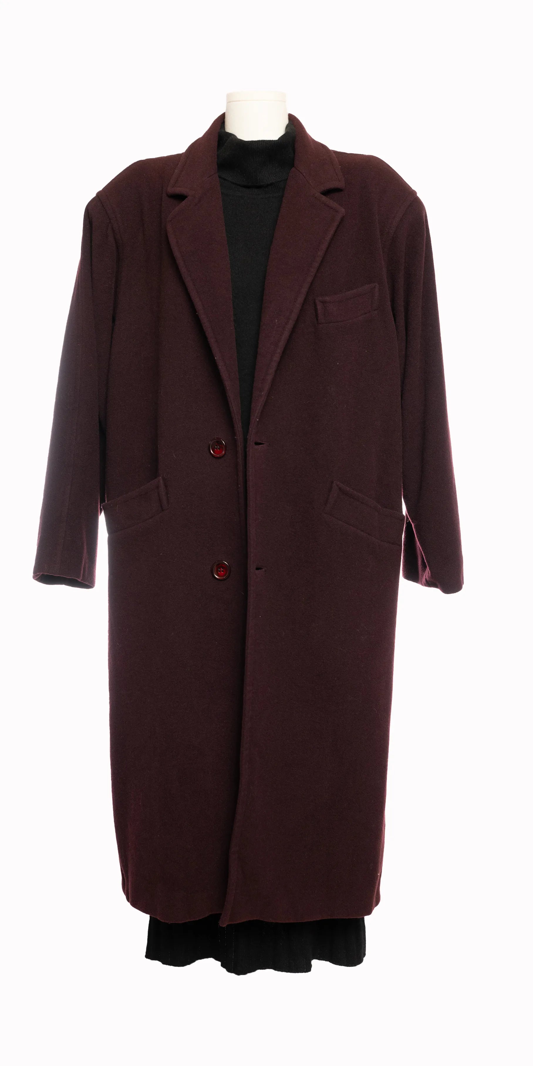 Palton bugundy din lana Franco Ancona