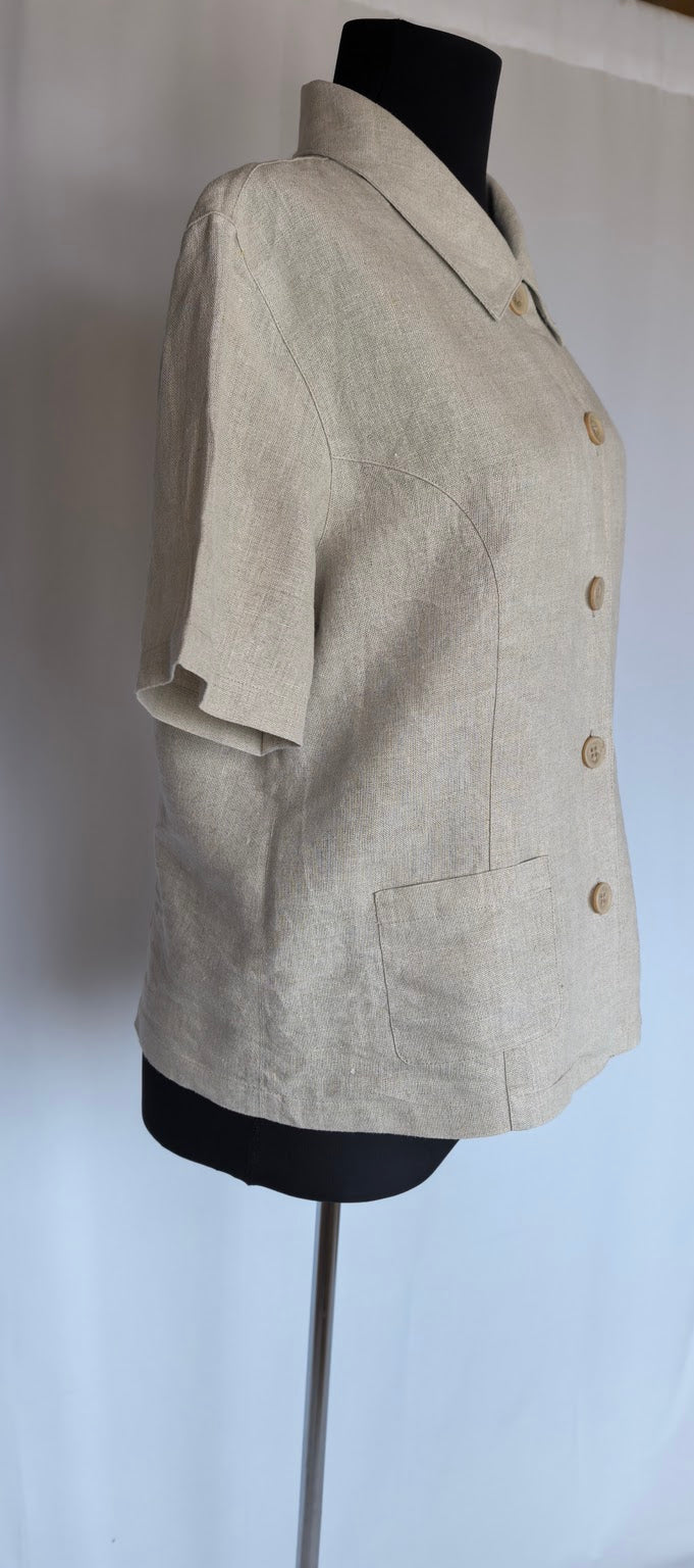 Blazer din in cu maneca scurta