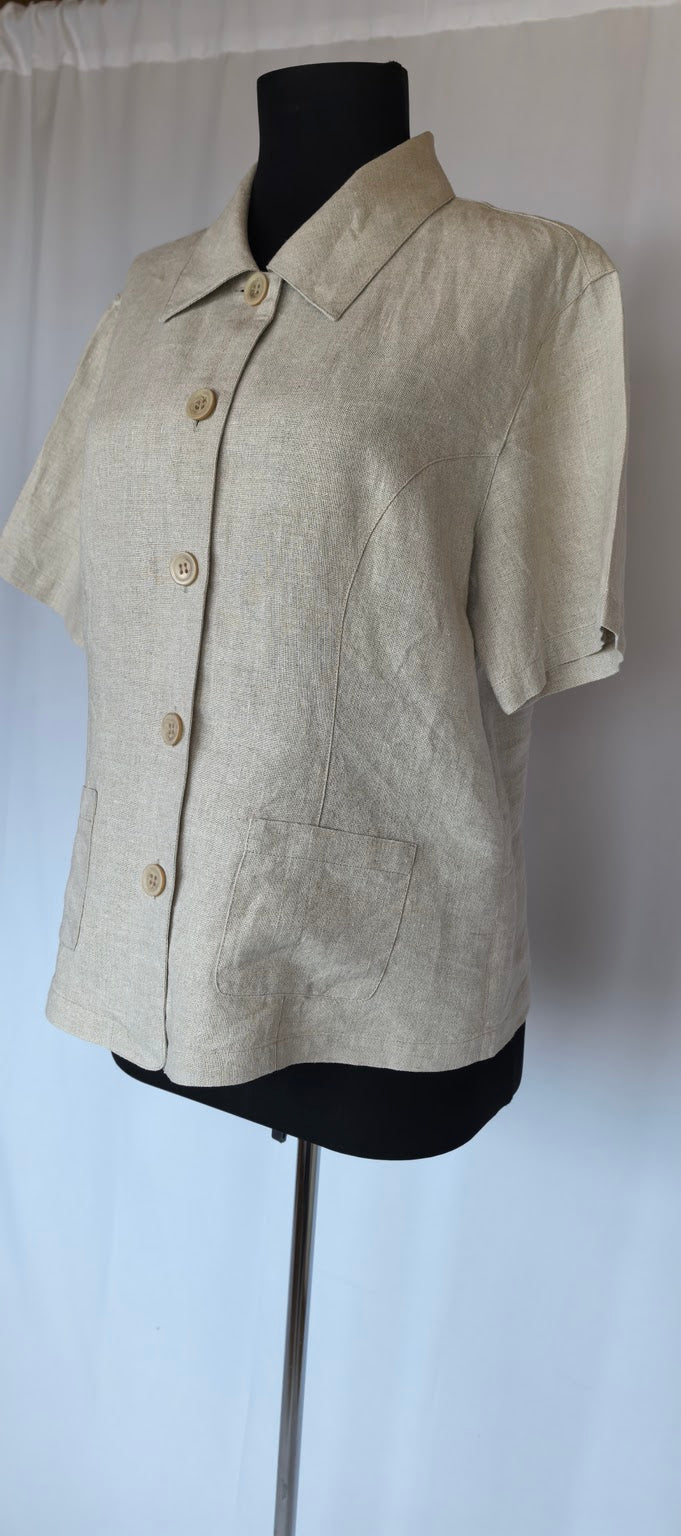 Blazer din in cu maneca scurta
