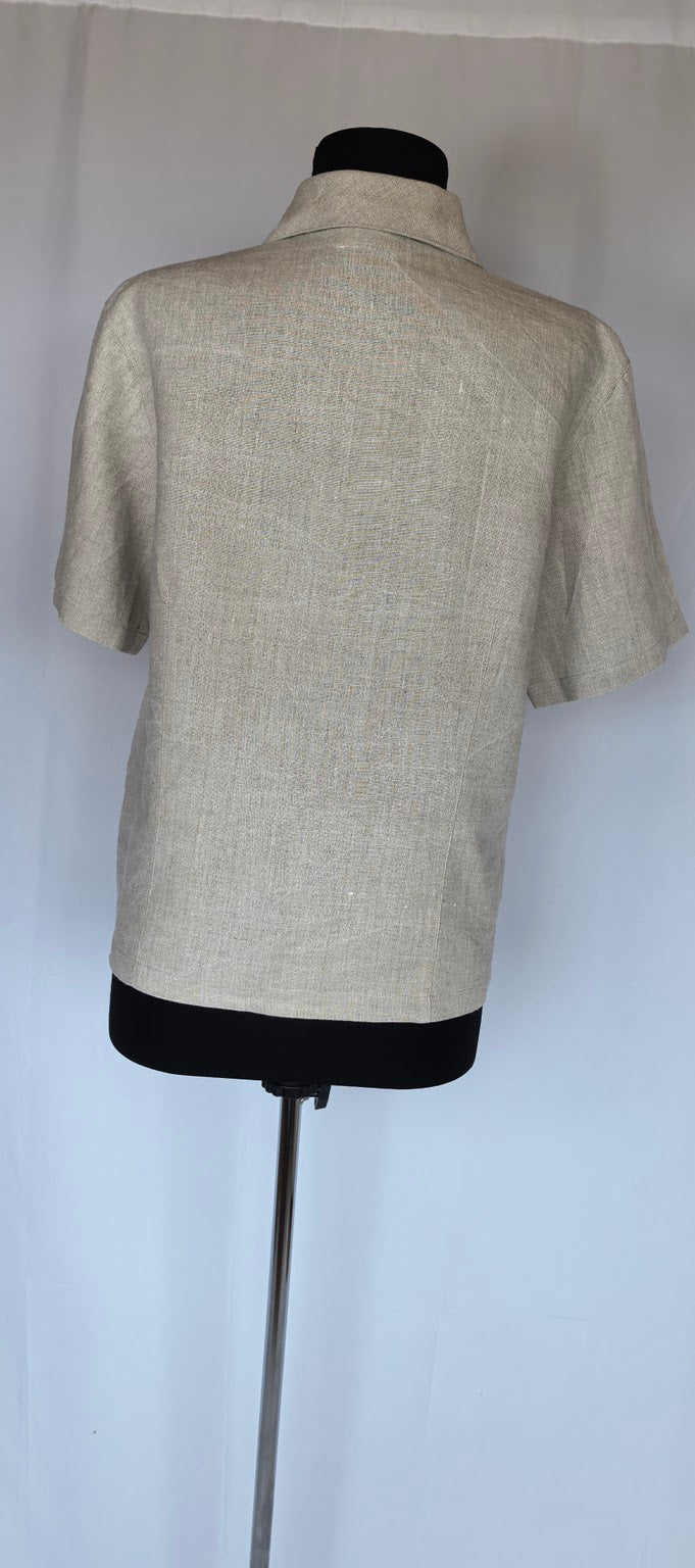 Blazer din in cu maneca scurta