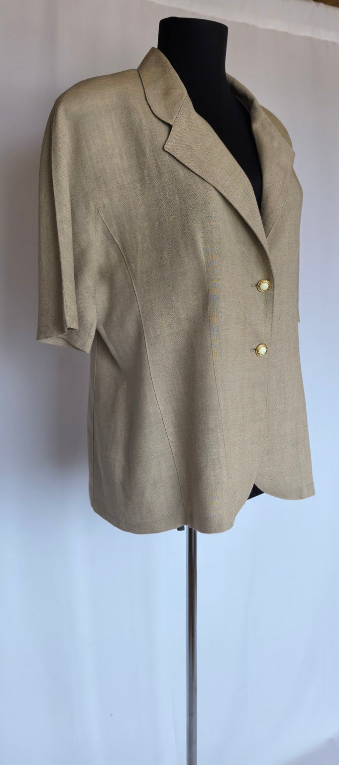 Blazer din in cu nasturi bijuterie