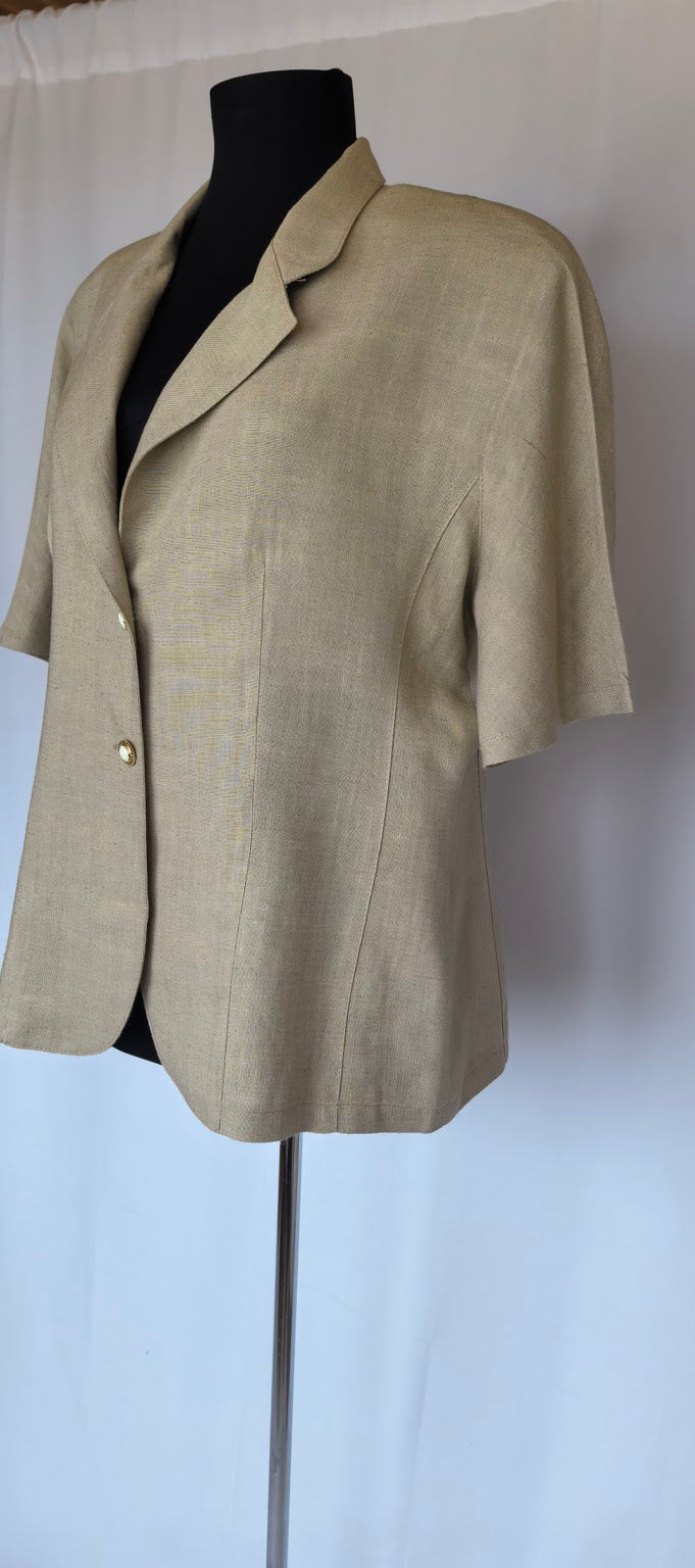 Blazer din in cu nasturi bijuterie