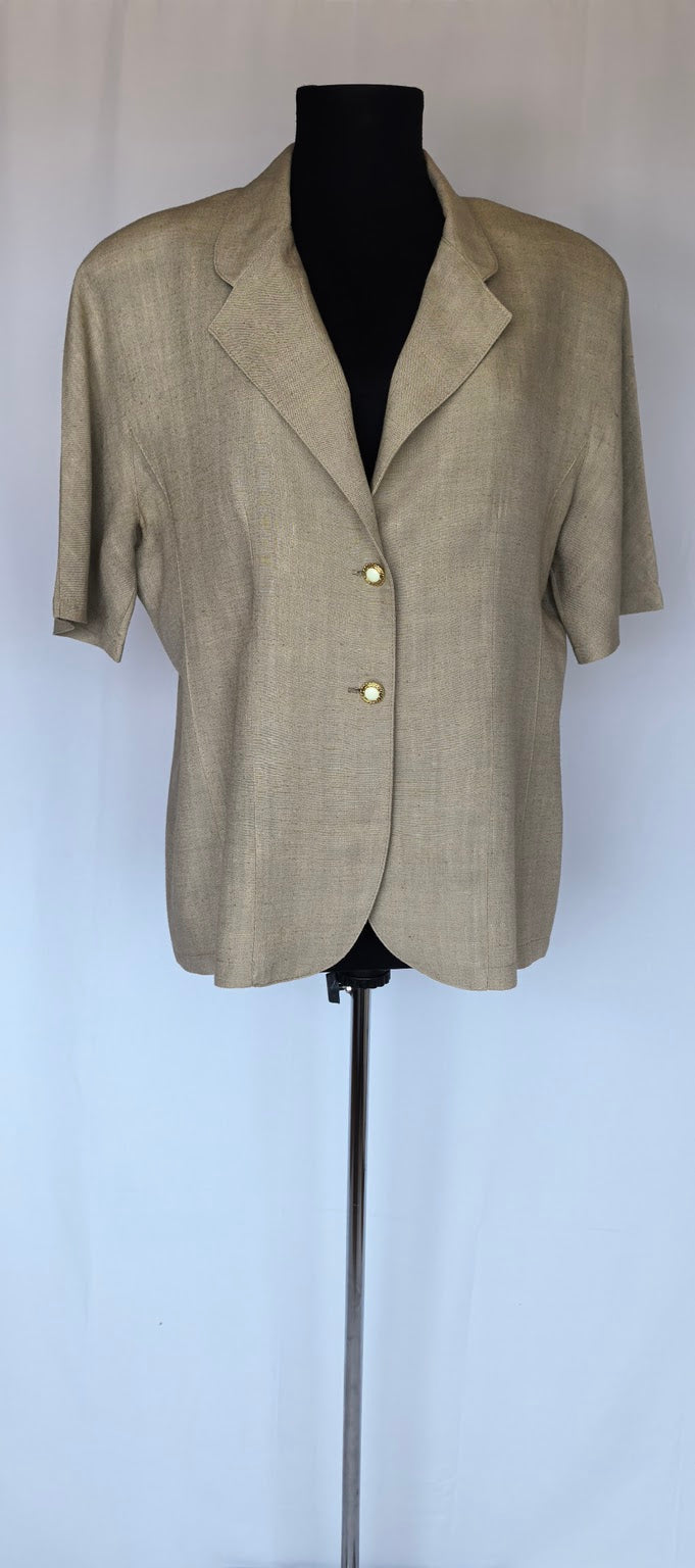 Blazer din in cu nasturi bijuterie