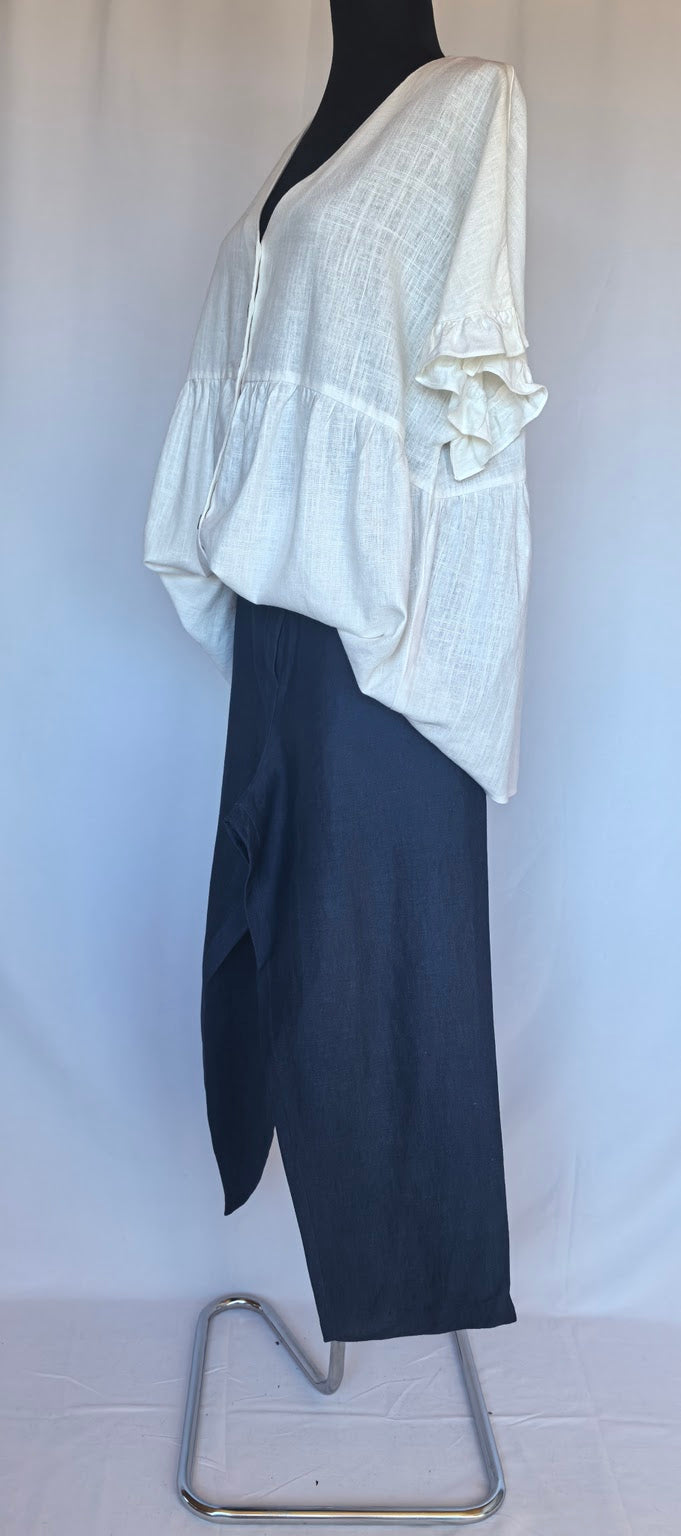 Pantaloni bleumarin din in M&S