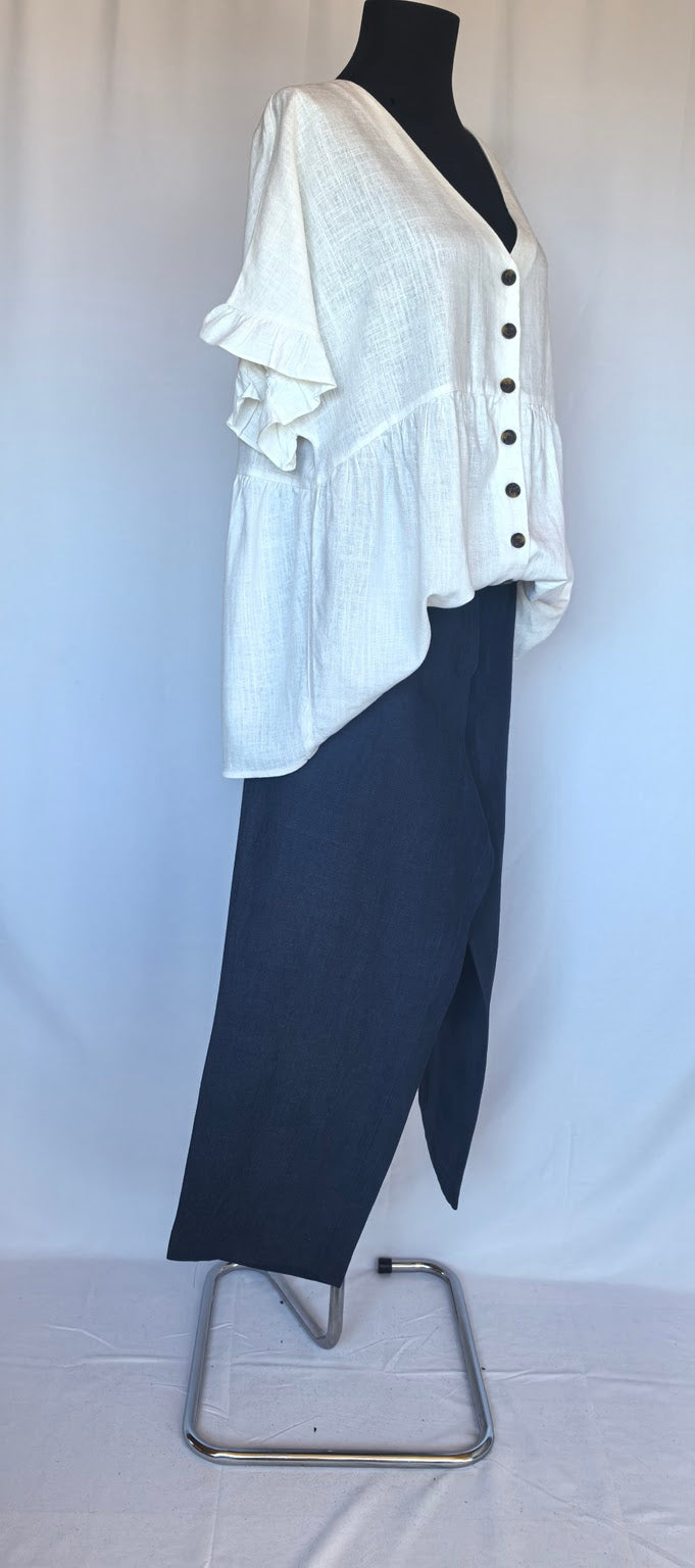 Pantaloni bleumarin din in M&S