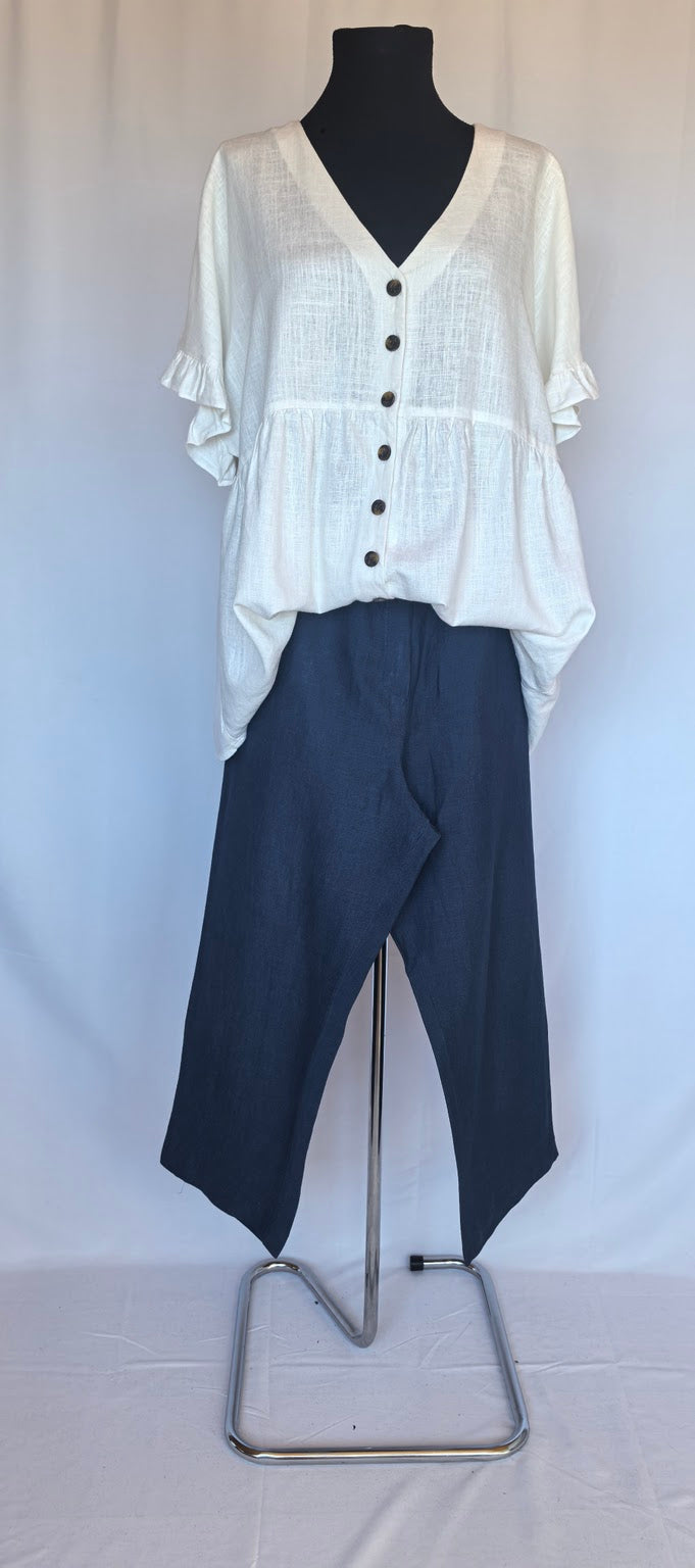 Pantaloni bleumarin din in M&S