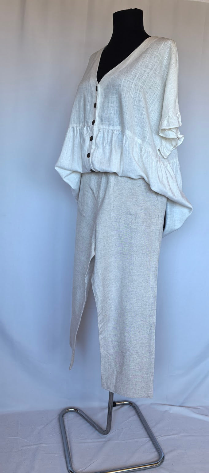Pantaloni conici din blend de in Maglia