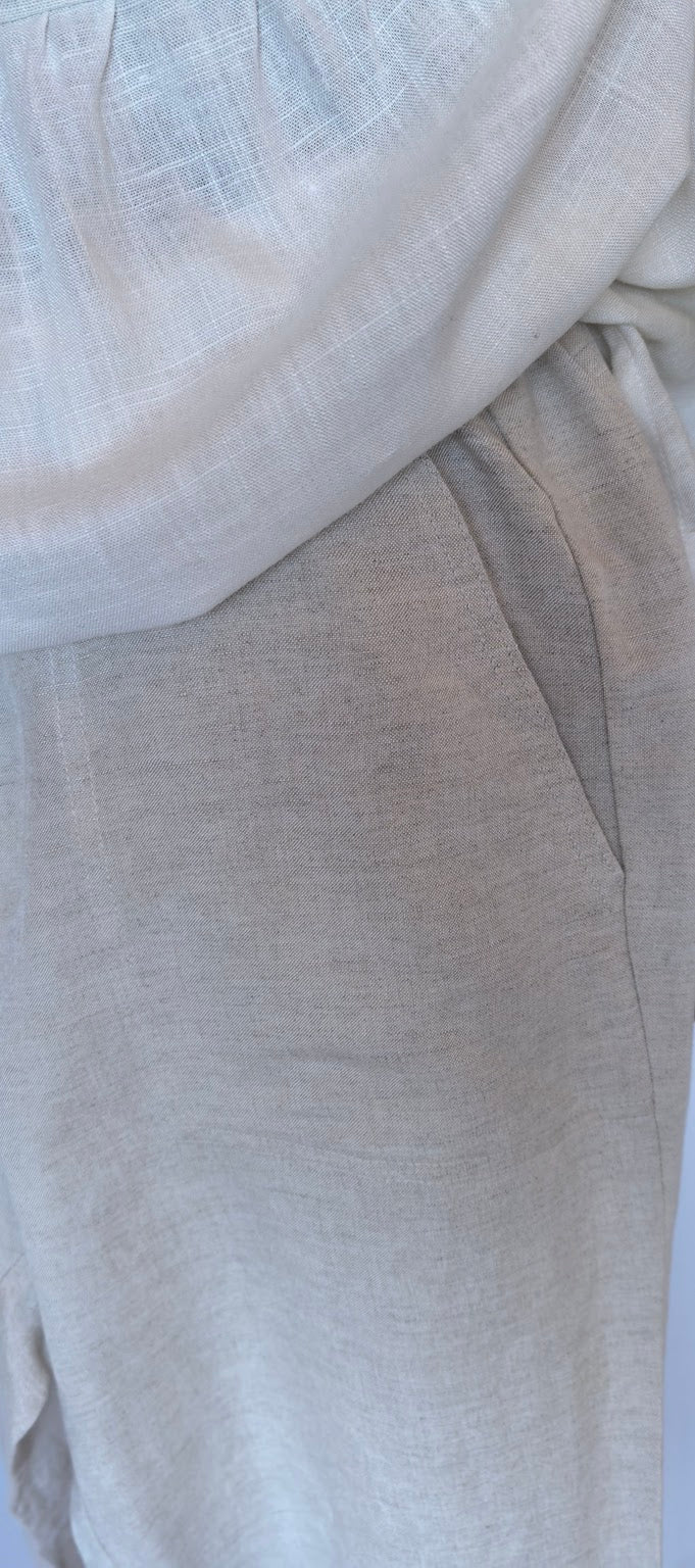 Pantaloni conici din blend de in Maglia