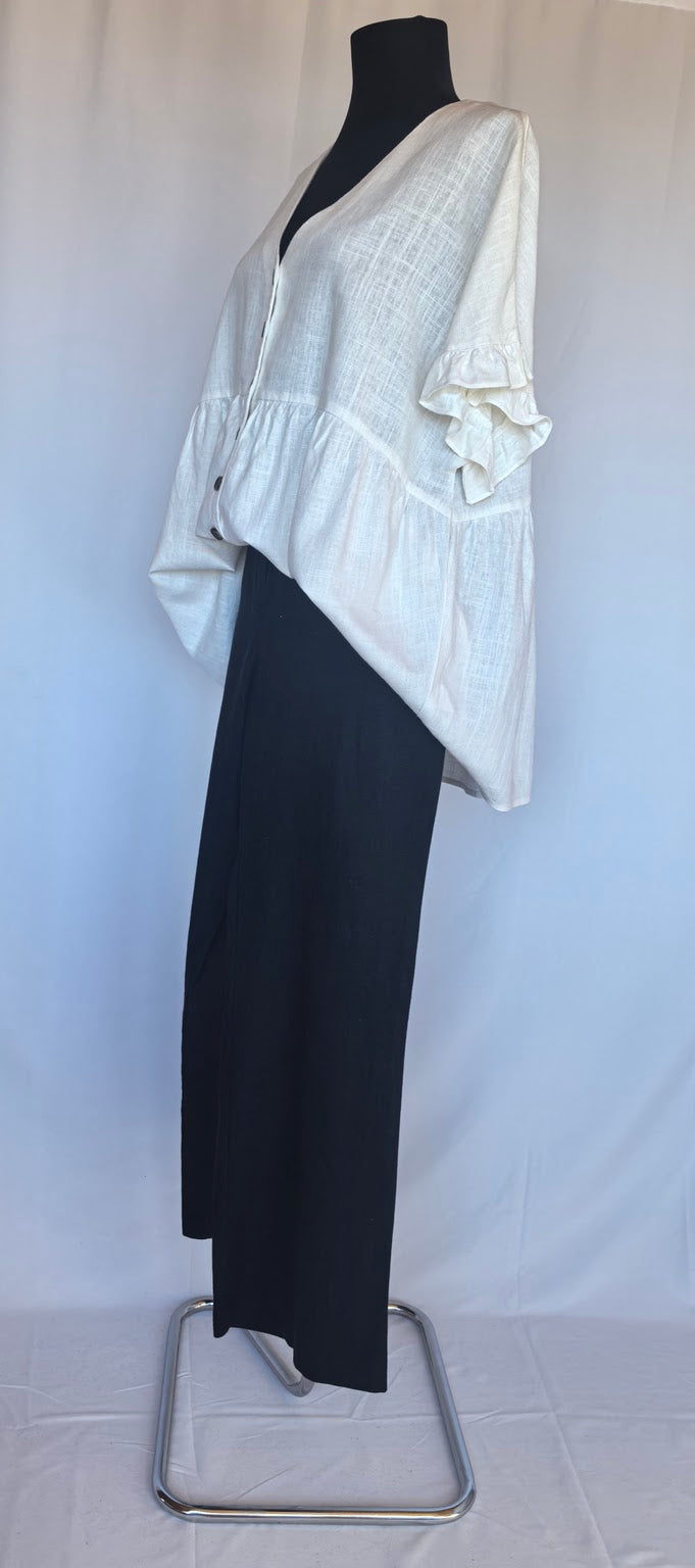 Pantaloni drepti din in si vascoza New Look