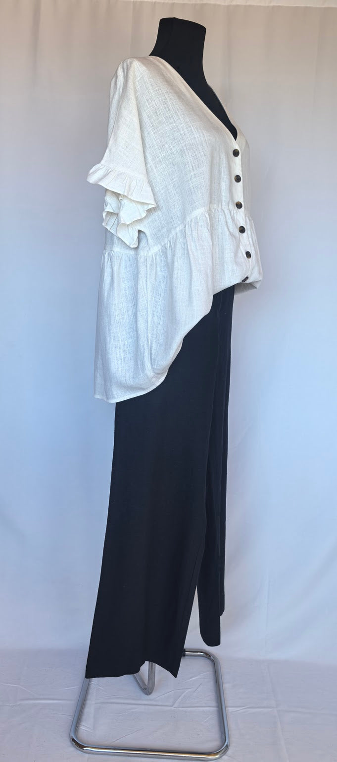 Pantaloni drepti din in si vascoza New Look