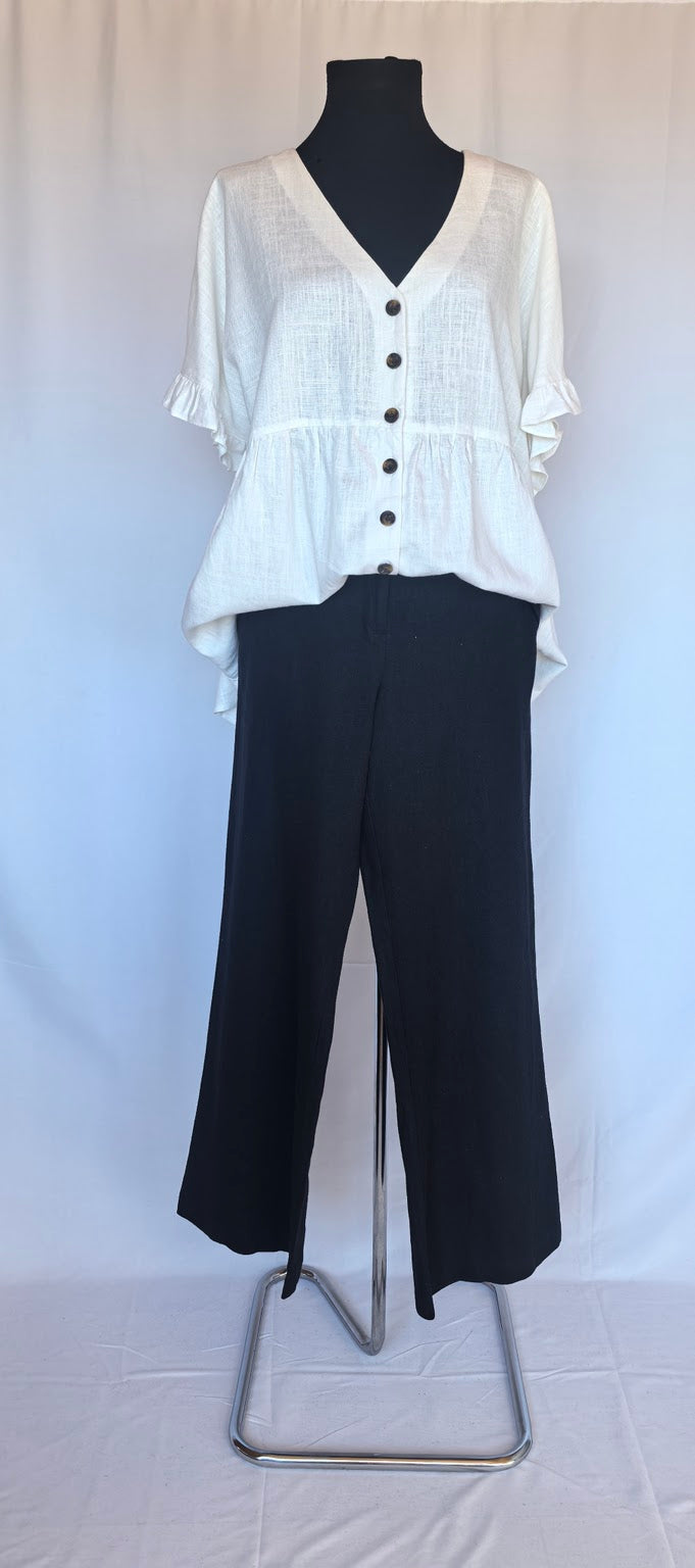 Pantaloni drepti din in si vascoza New Look