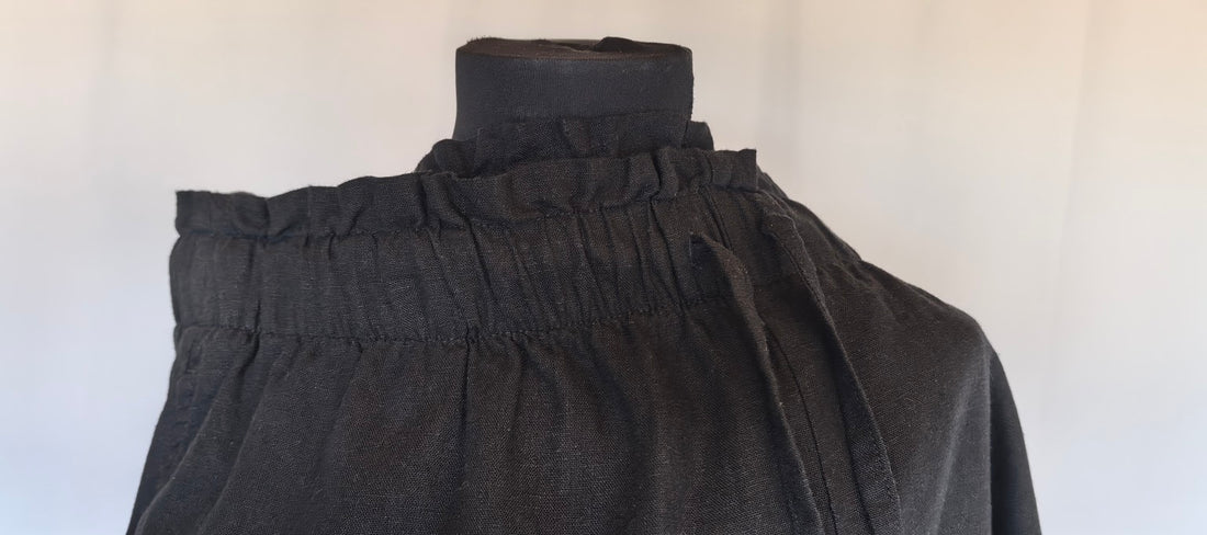 Pantaloni Paper bag din in si vascoza