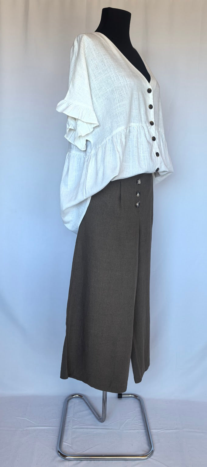 Pantaloni wide leg din in si vascoza
