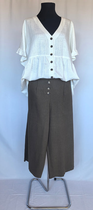 Pantaloni wide leg din in si vascoza