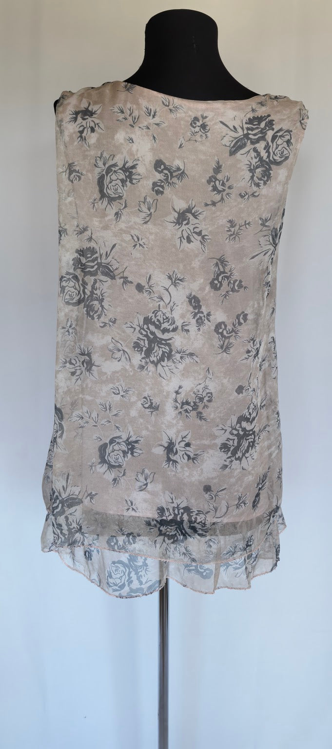Top din voal de matase cu imprimeu floral